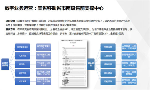 數(shù)字業(yè)務運營某省移動省市兩級售前支撐中心